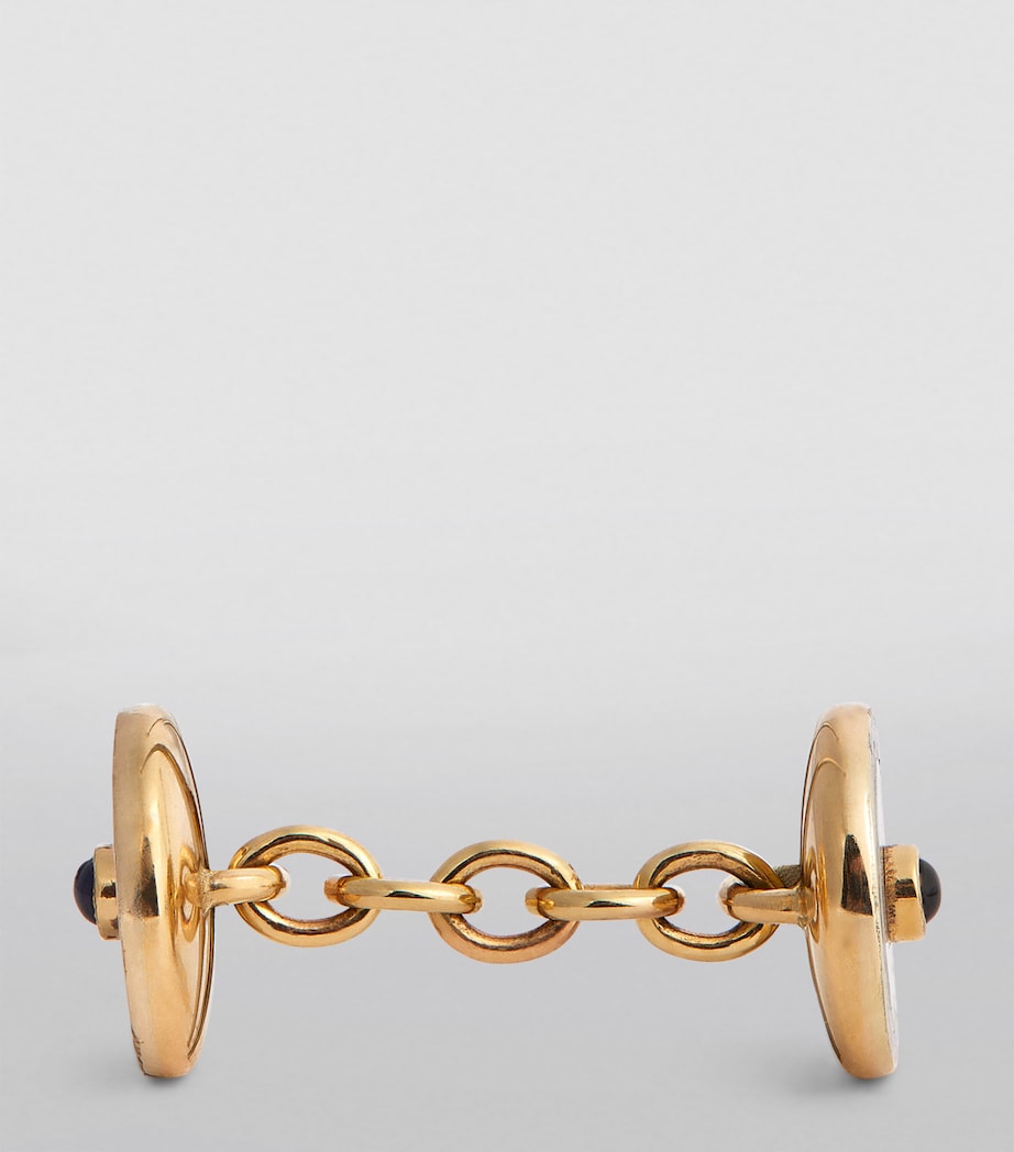 Deakin & Francis yellow gold sapphire chain-link cufflinks, UK version