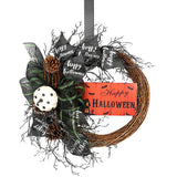 Livingandhome Halloween wreath with bows 60cm, imported from the UK
