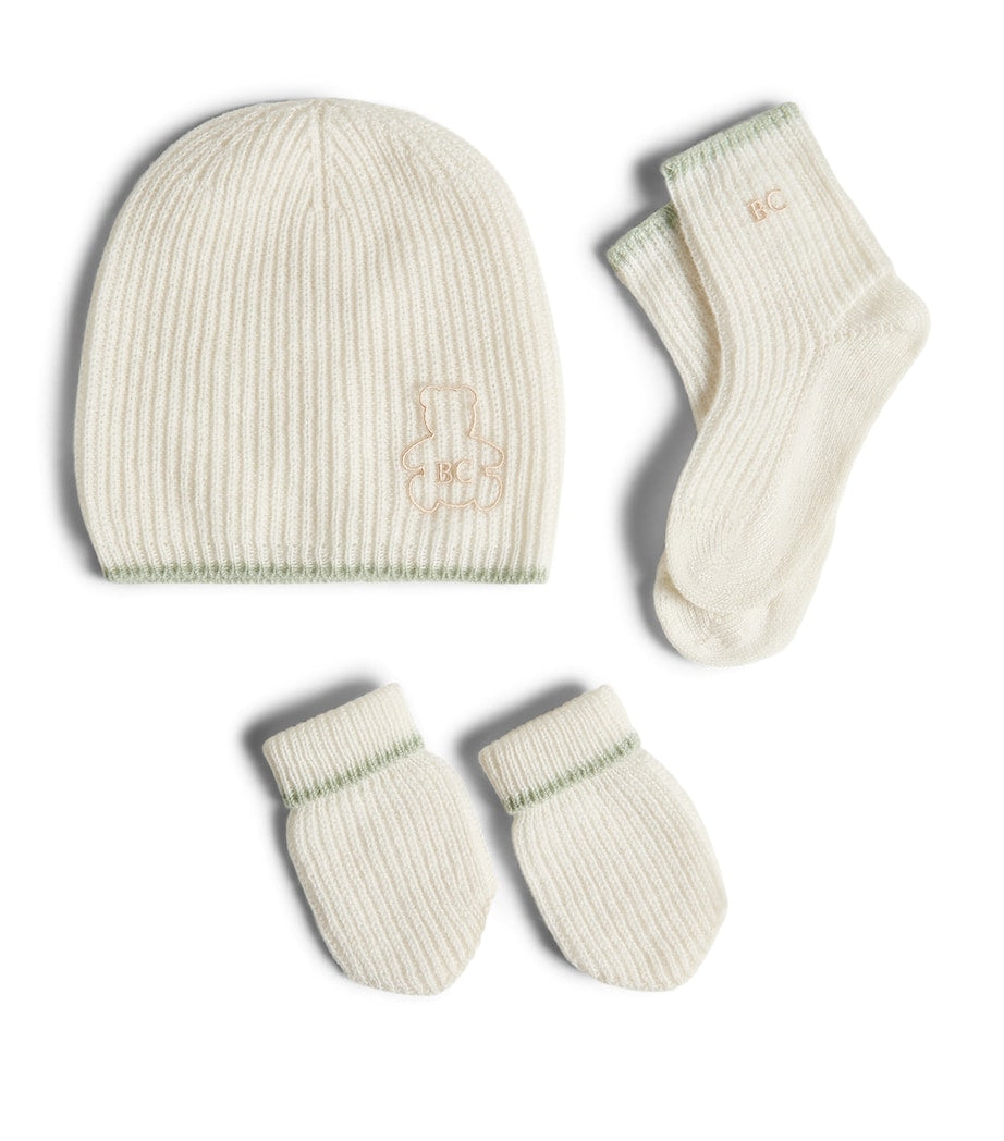 Brunello Cucinelli cashmere baby set beanie mittens socks 0-36 months, imported from the UK