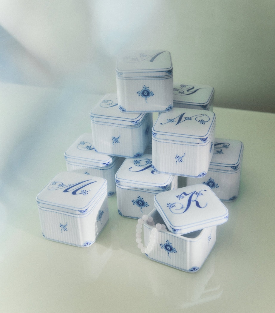 Royal Copenhagen porcelain alphabet bonbonniere small, UK version