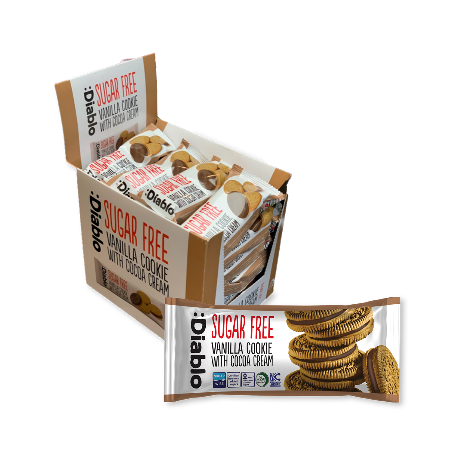 Diablo sugar-free vanilla sandwich cookies 44g pack (British brand)