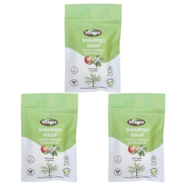 Nilaqua Shampoo Wrap no rinse apple jasmine triple pack, UK version