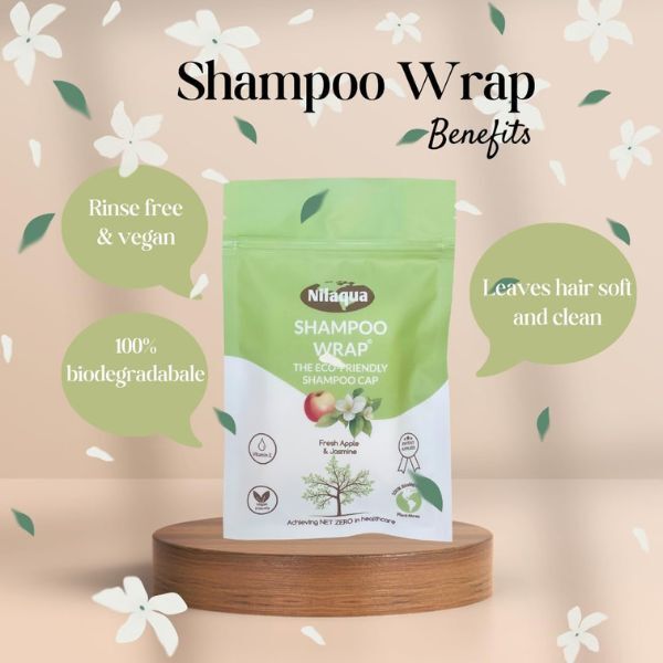Nilaqua Shampoo Wrap no rinse apple jasmine triple pack, UK version