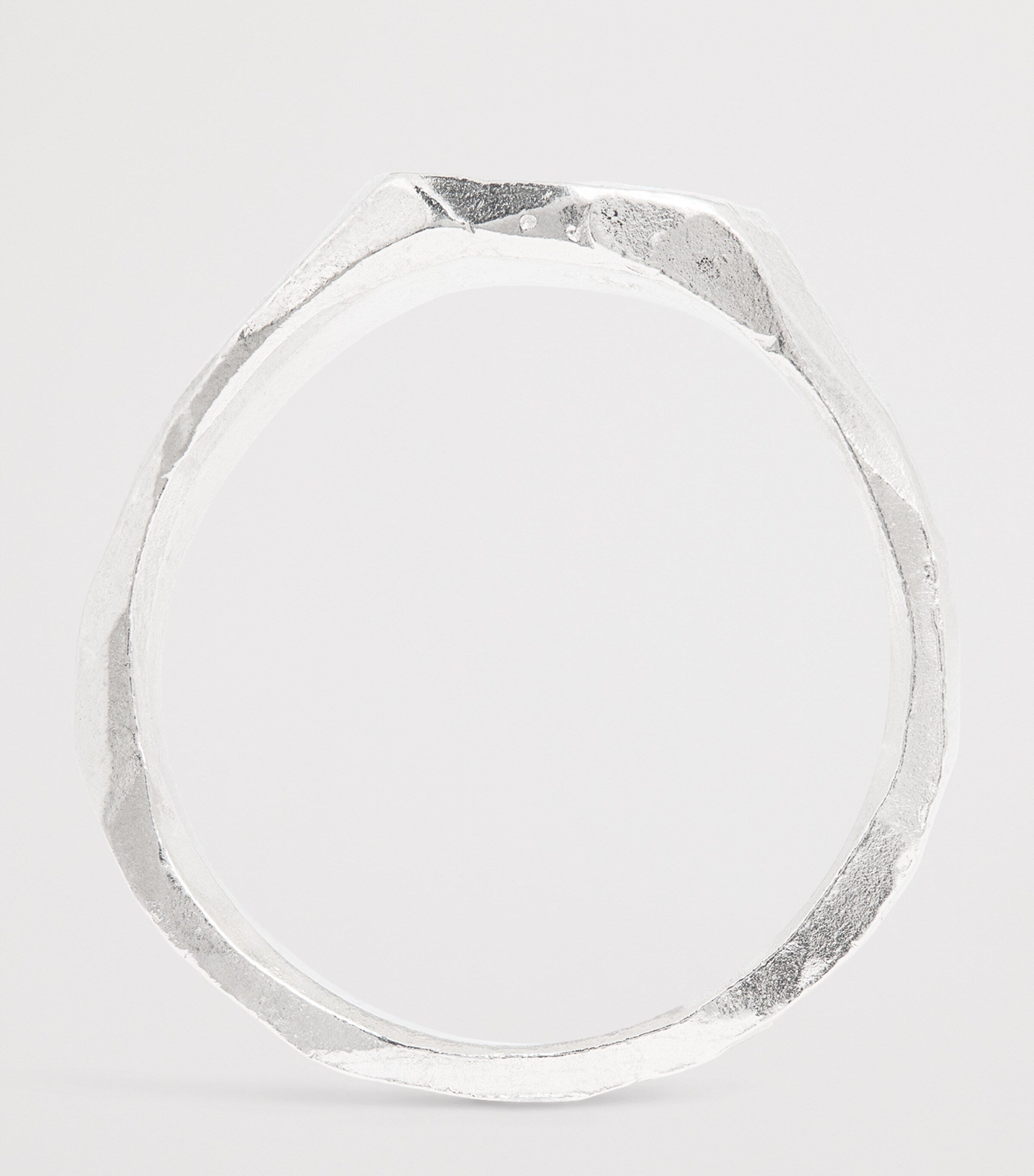 The Ouze sterling silver and emerald scatter signet ring (British brand)