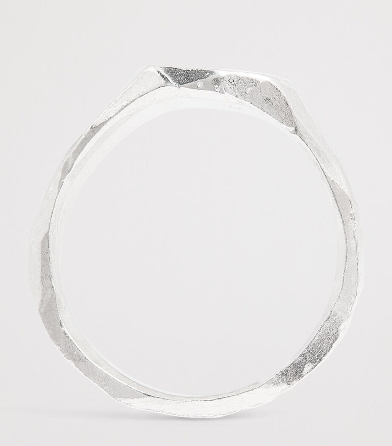 The Ouze sterling silver and emerald scatter signet ring (British brand)