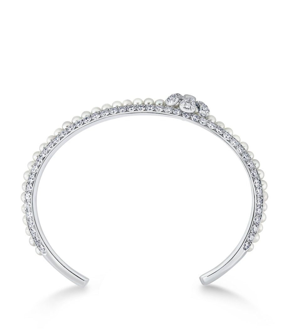 David Morris pearl diamond bangle 18kt white gold - British product