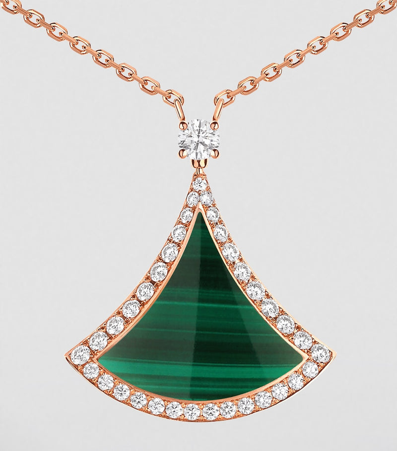Bvlgari Divas' Dream rose gold malachite diamond necklace, imported from the UK