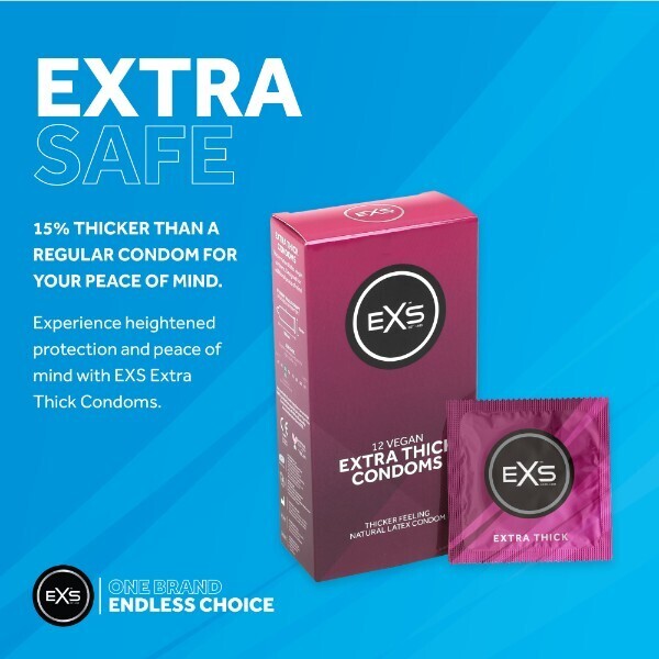 EXS extra thick condoms 12 pack, imported from the UK
