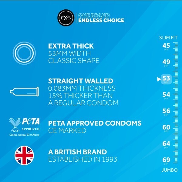 EXS extra thick condoms 12 pack, imported from the UK