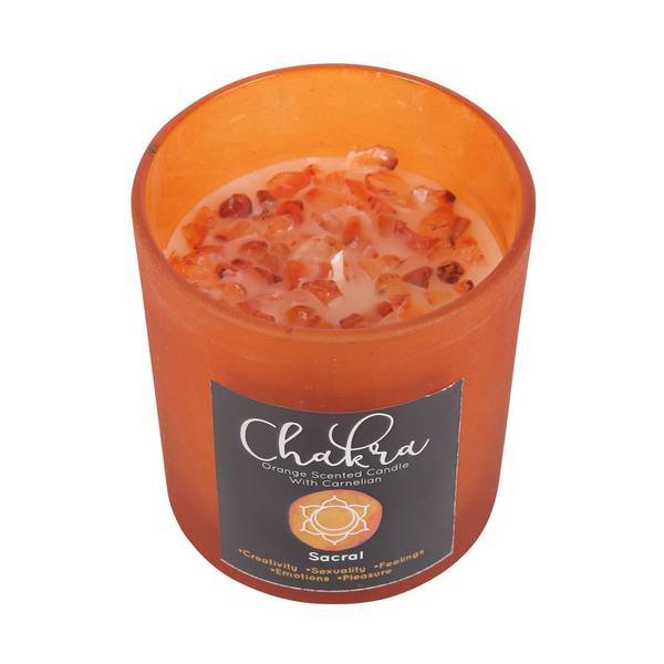 Something Different orange sacral chakra scented candle, imported from the UK