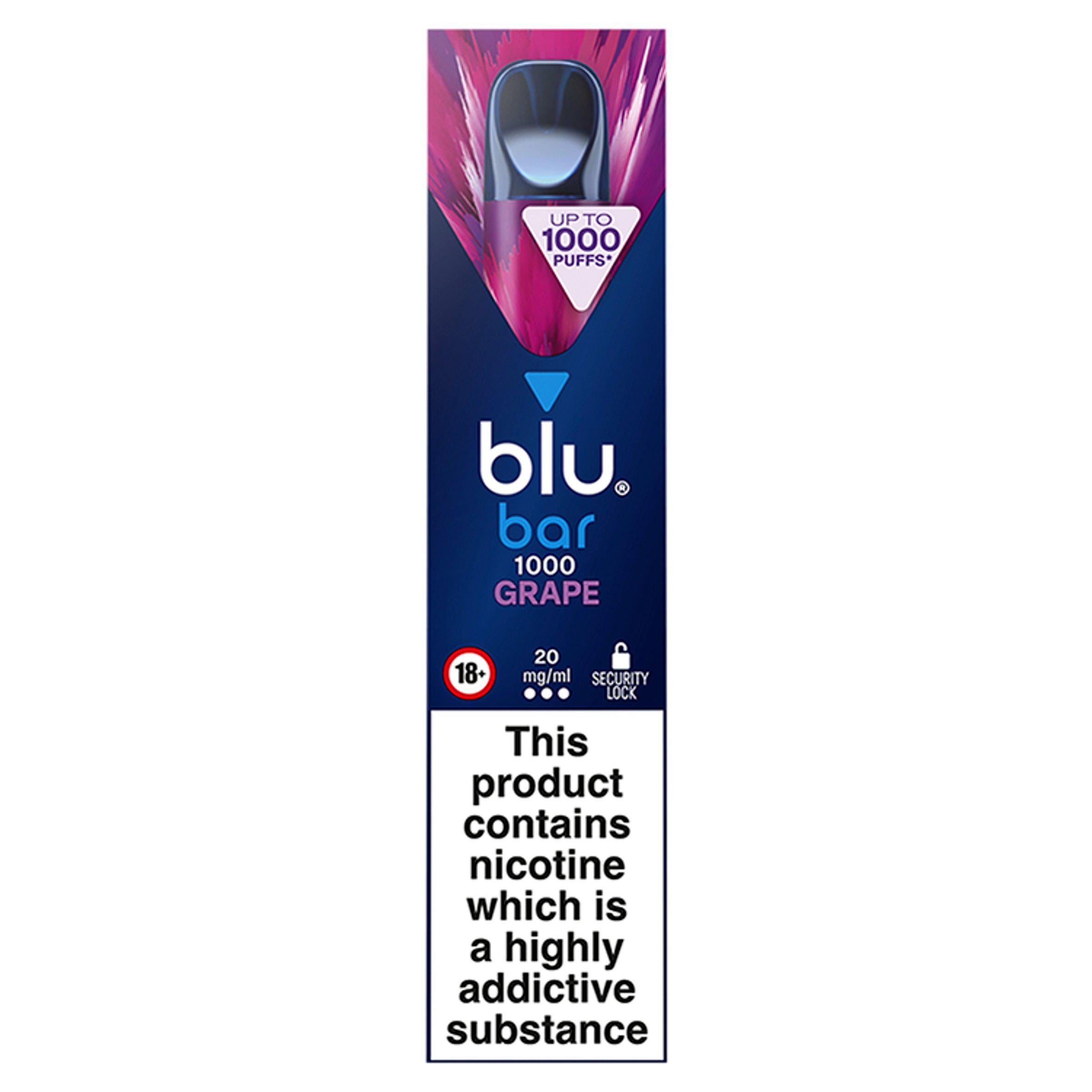 blu bar 1000 Grape 20mg/ml GOODS Sainsburys   