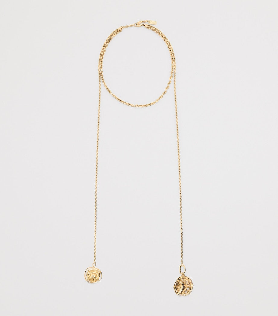 Chloé Medals scarf necklace gold-tone brass, imported from the UK