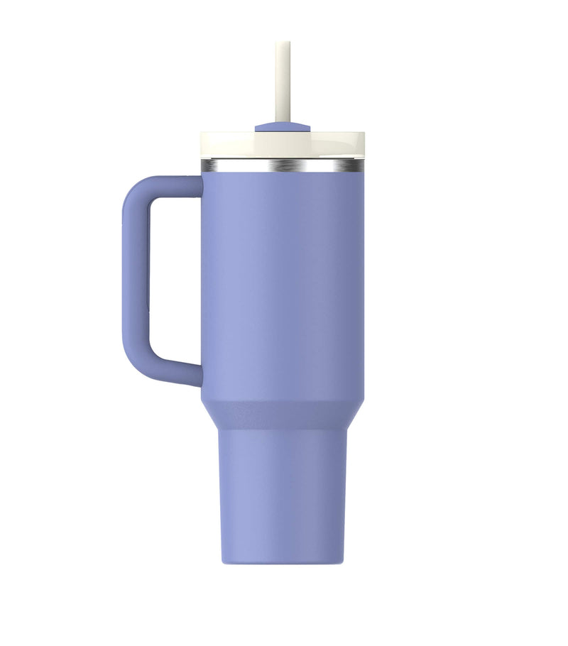 Vacuum-Insulated Recycled Stainless Steel Tumbler with Handle and Straw, 1.18L