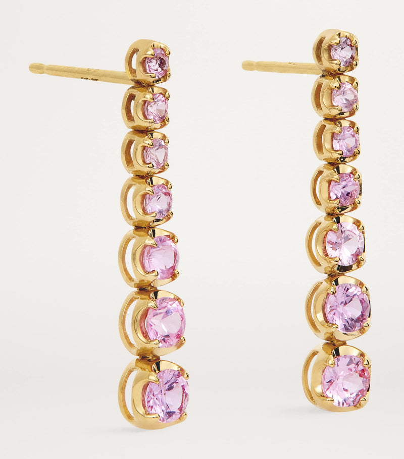 Jennifer Meyer yellow gold pink sapphire tennis stud earrings, UK version