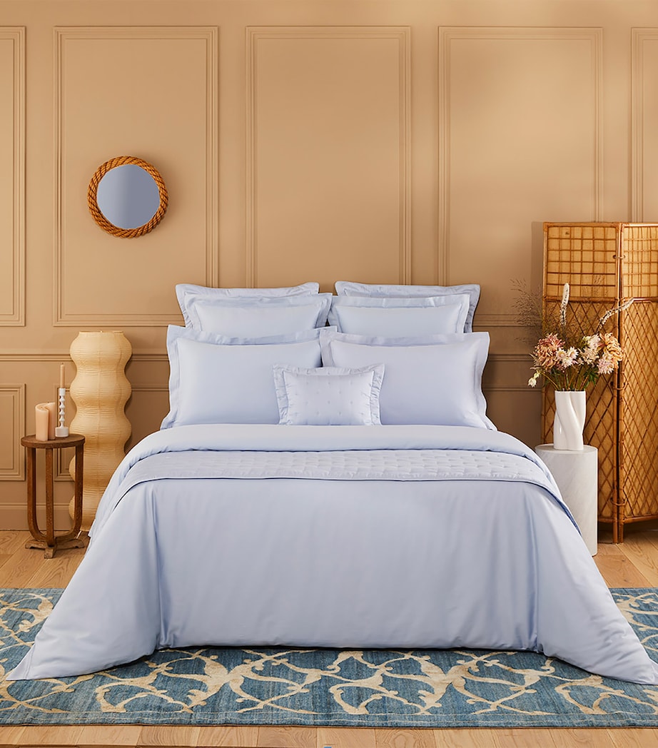 Yves Delorme Triomphe Celeste Super King flat sheet 270cm x 295cm (British brand)