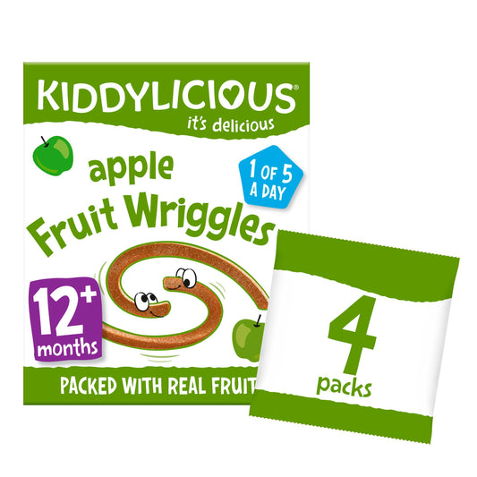 Kiddylicious Apple Fruit Wriggles 4 x 12g big packs Sainsburys   