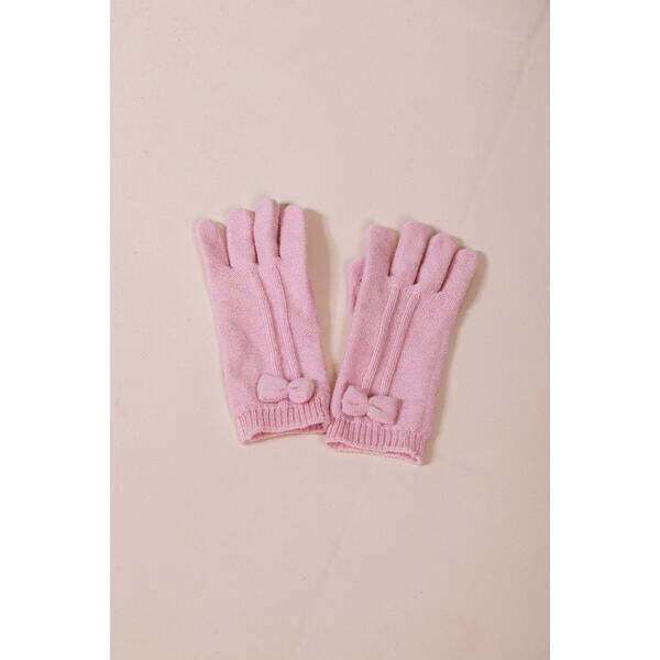 SVNX bow knitted gloves in pink one size - British product