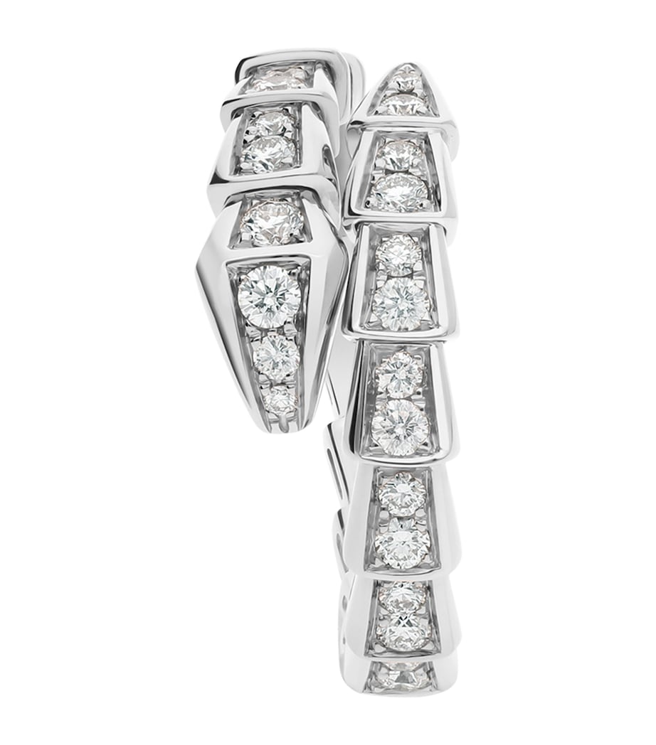 Bvlgari white gold and pavé diamond snake-scale ring - British product