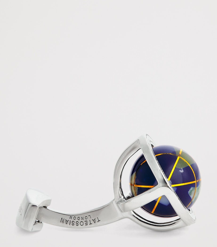 Tateossian globe cufflinks sterling silver lapis lazuli, imported from the UK