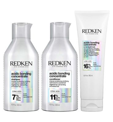 REDKEN Acidic Bonding Concentrate Shampoo, Conditioner and 5-Minute Liquid Hair Mask Bond Repair Bundle GOODS Boots   