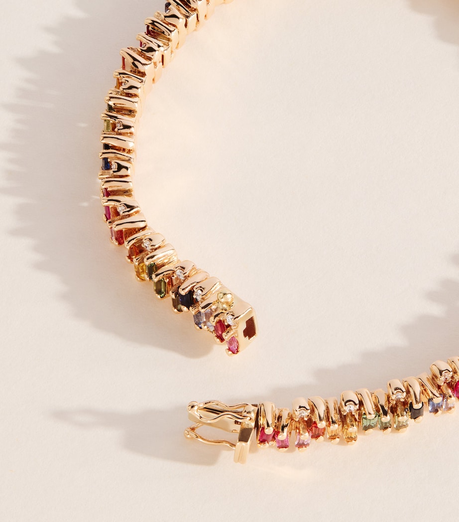 Suzanne Kalan rainbow sapphire tennis bracelet, imported from the UK
