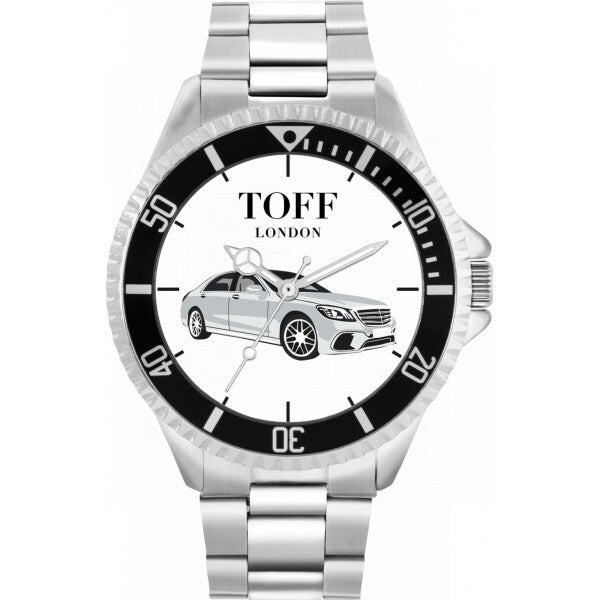 Toff London men's silver saloon car watch 42mm, imported from the UK