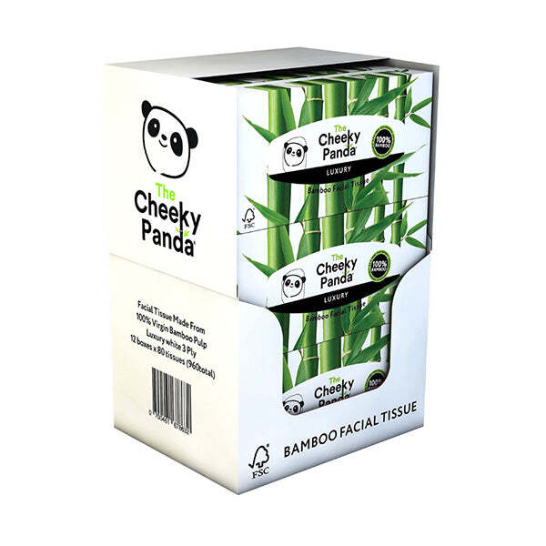 The Cheeky Panda Flat Bamboo Boxes of Tissues 12 Boxes