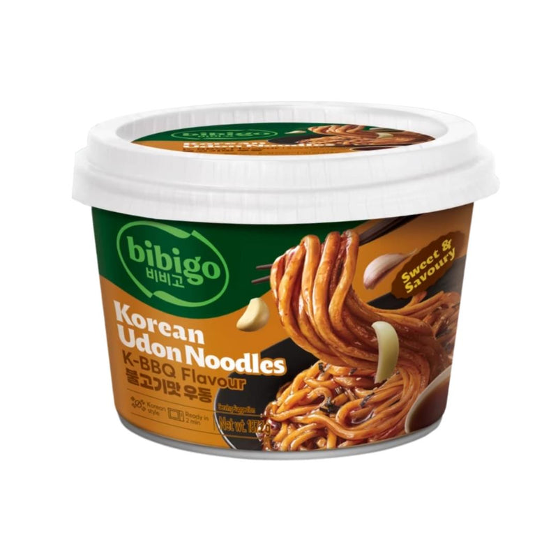 CJ Bibigo Korean style udon noodles K-BBQ flavour, UK version
