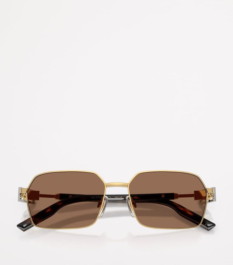 Dolce&Gabbana rectangular wire-frame sunglasses metal frame, imported from the UK