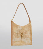 Saint Laurent raffia crochet shoulder bag with gold hardware (British brand)