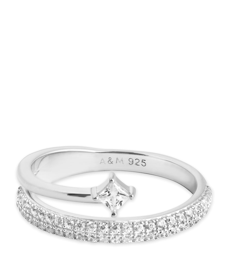 Astrid & Miyu Crystal Illusion ring rhodium-plated sterling silver (British brand)