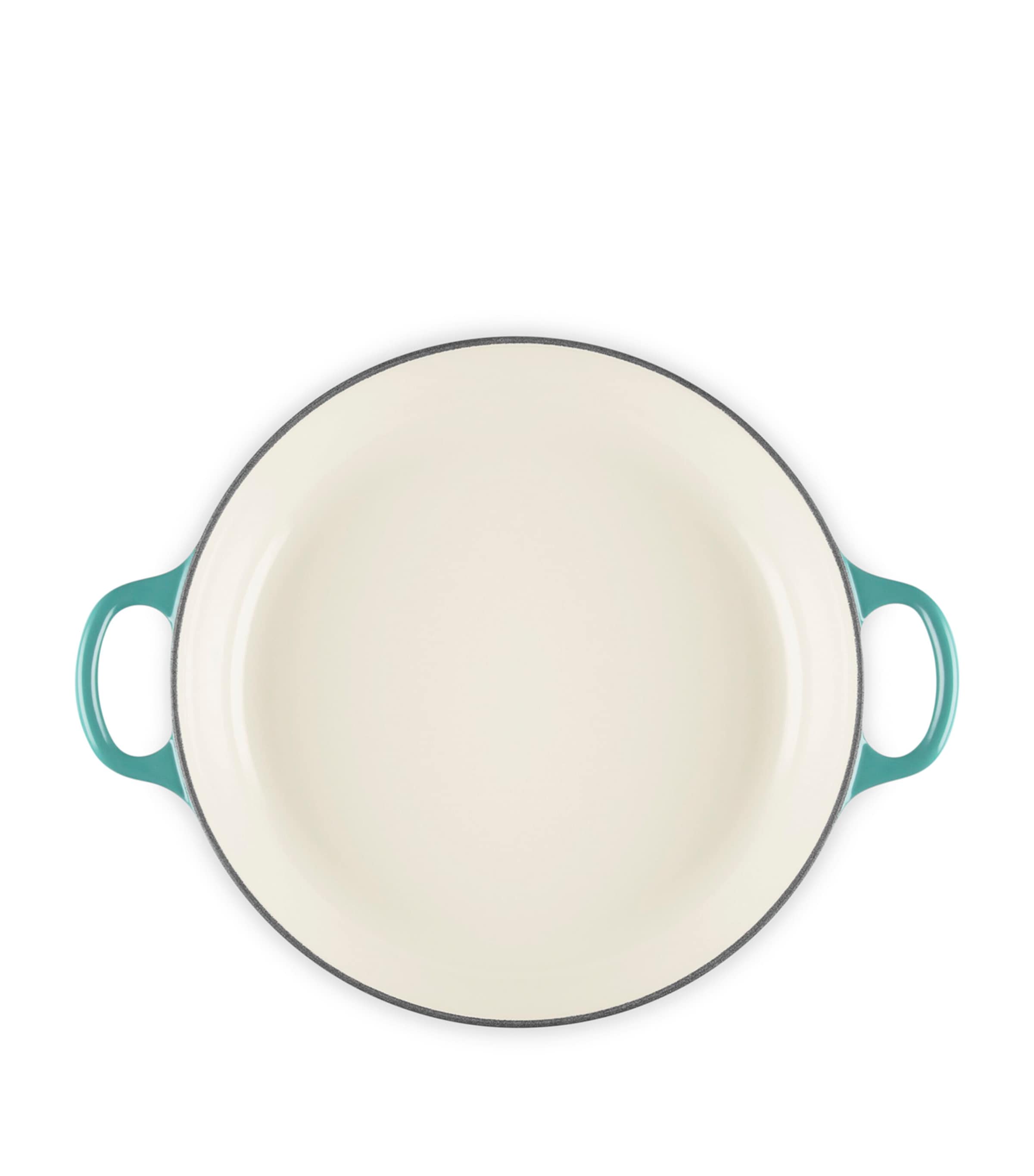 Le Creuset cast iron petal shallow casserole 26cm, imported from the UK