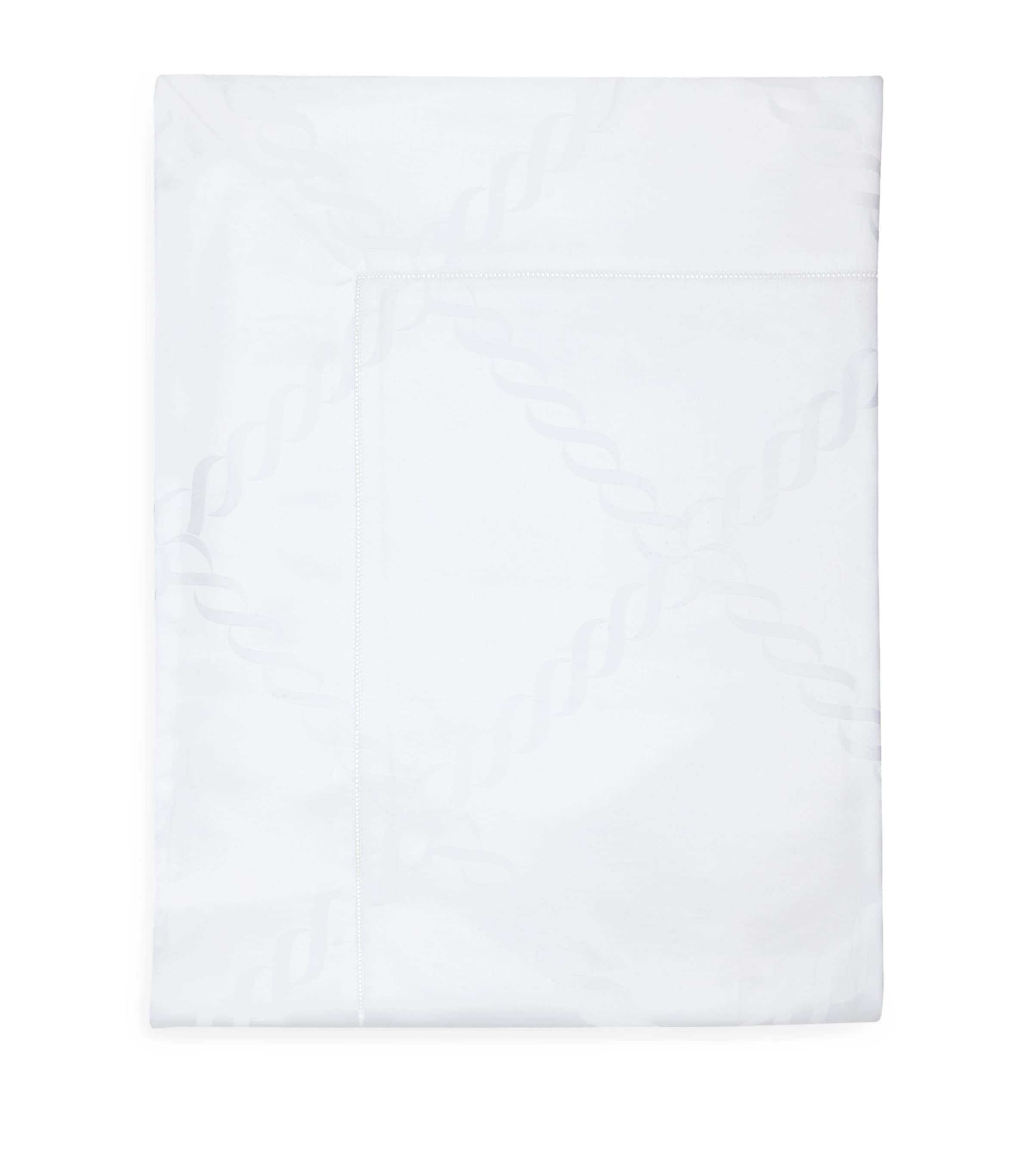 Pratesi king flat sheet with braid pattern, 275cm x 275cm, imported from the UK