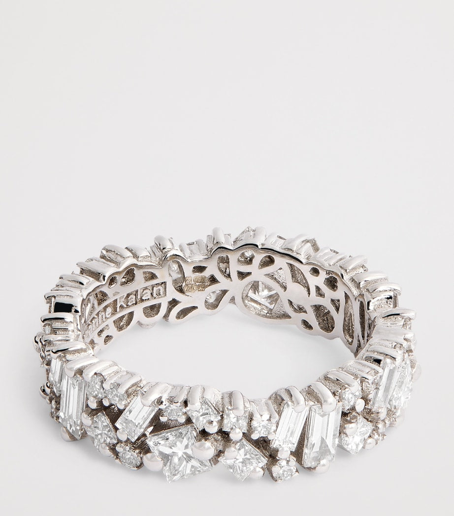 Suzanne Kalan La Fantaisie eternity ring white gold diamond baguette princess cut, UK version