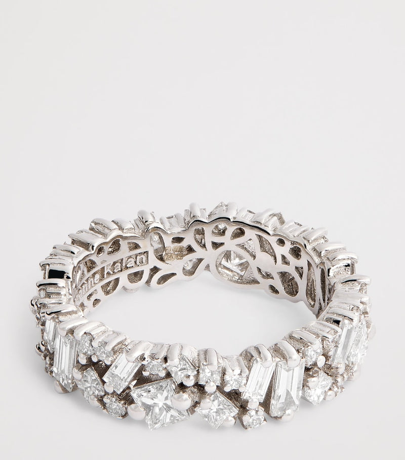 Suzanne Kalan La Fantaisie eternity ring white gold diamond baguette princess cut, UK version