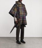 Barbour tartan telescopic umbrella with wooden handle - British product