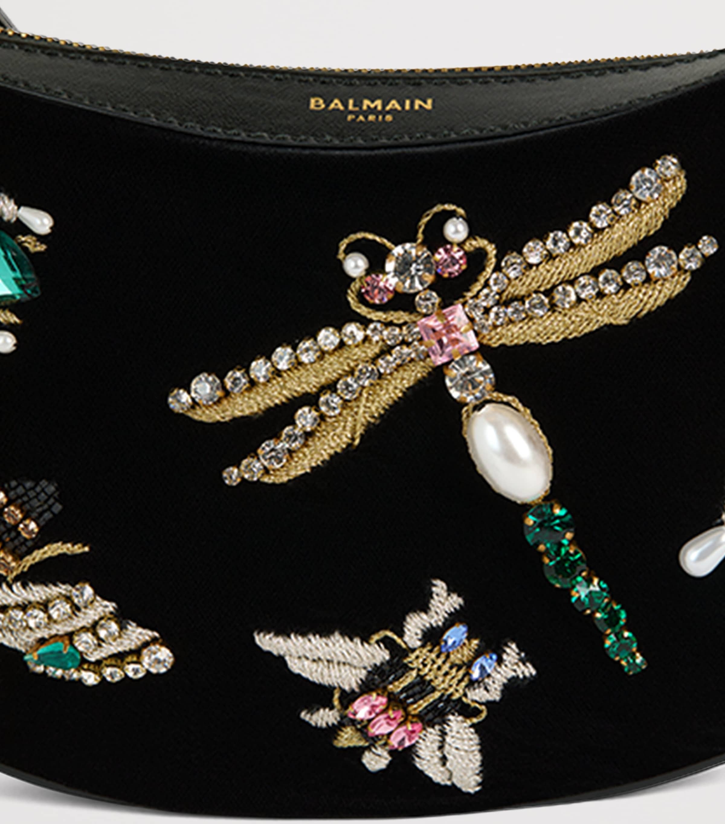 Balmain Mini Velvet Ebene top-handle bag - British product