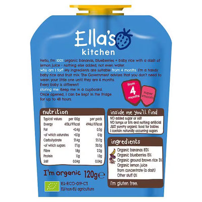 Superdrug Ella's Kitchen Banana Blueberries Baby Rice 4m+ 120g- Buy online at McGrocer