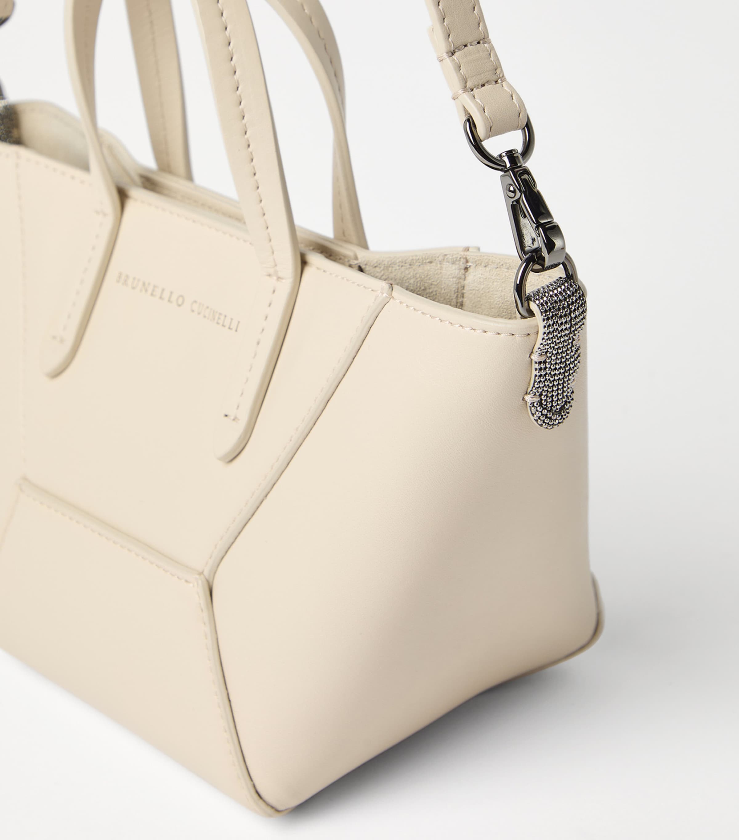 Brunello Cucinelli mini calfskin BC Duo tote bag, imported from the UK