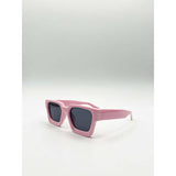 SVNX square retro sunglasses pink frame grey lenses, imported from the UK