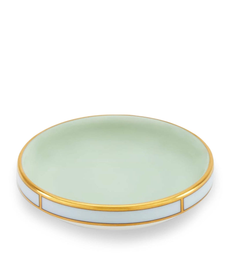 GINORI 1735 Colonna Diva Verde butter dish 10cm - British product
