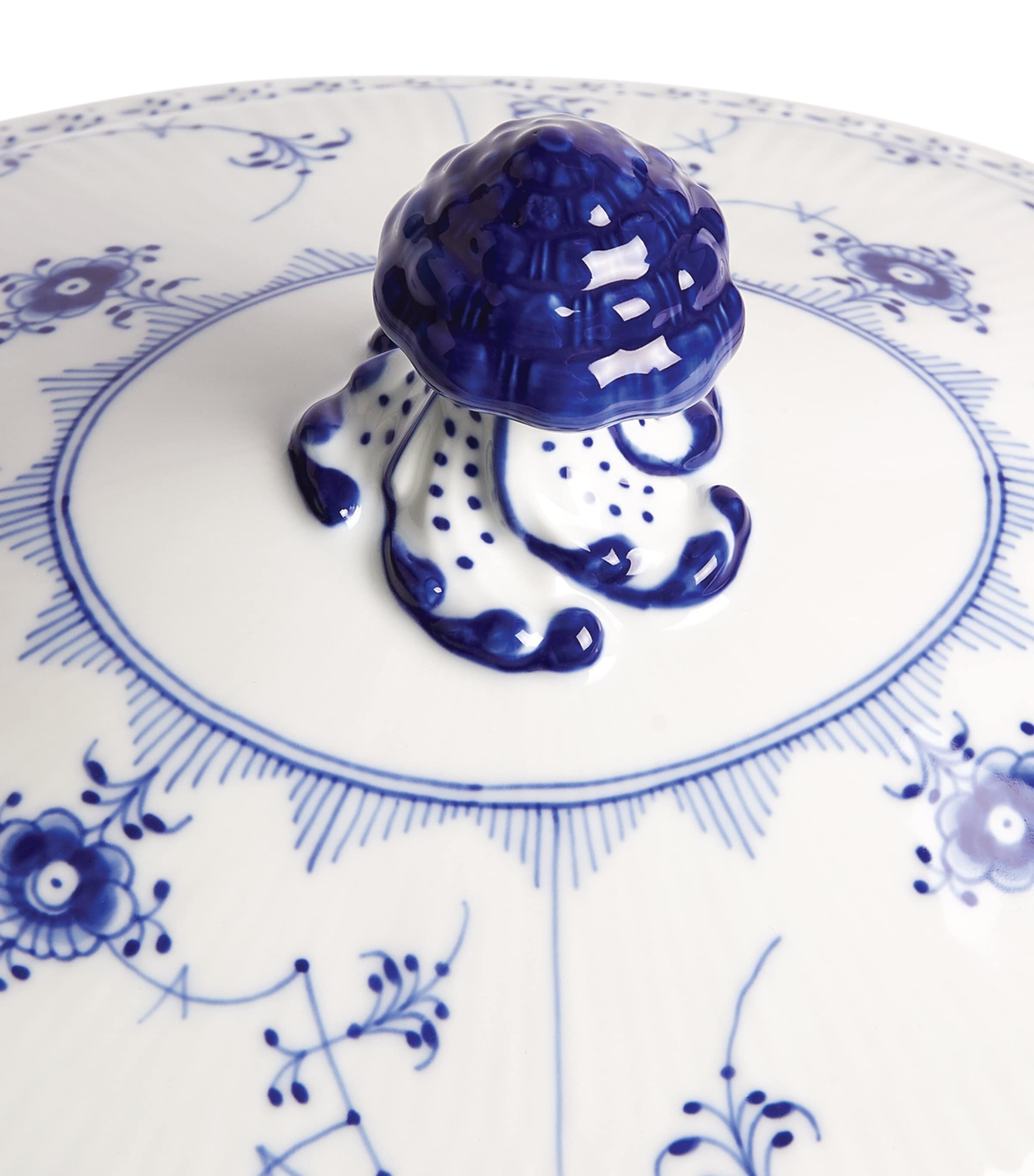 Royal Copenhagen blue fluted half lace porcelain tureen, imported from the UK