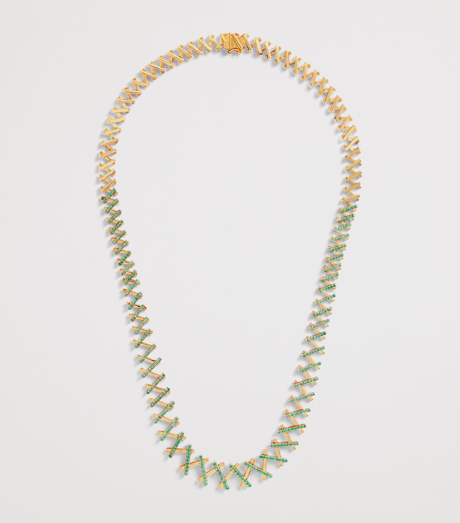 Suzanne Kalan emerald wishbone necklace 18kt gold (British brand)
