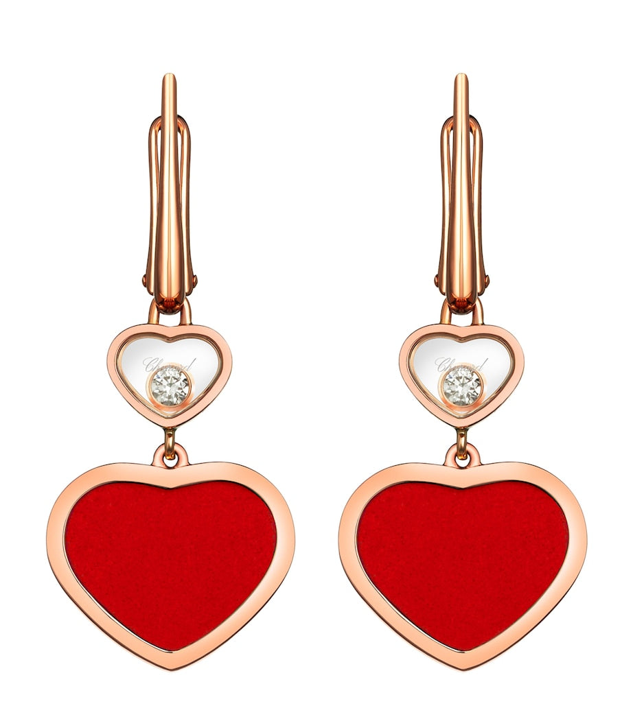 Chopard rose gold diamond Happy Hearts earrings, imported from the UK