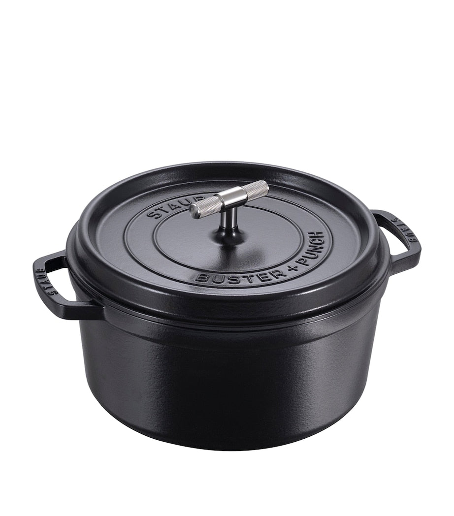 Staub Buster Punch cocotte 28cm steel knob - British product