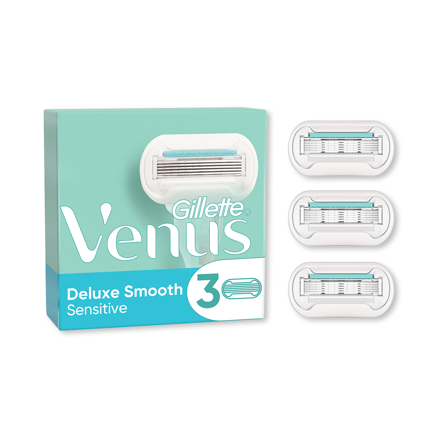 Gillette Venus Deluxe Smooth Sensitive razor blade refills pack of 3, UK version
