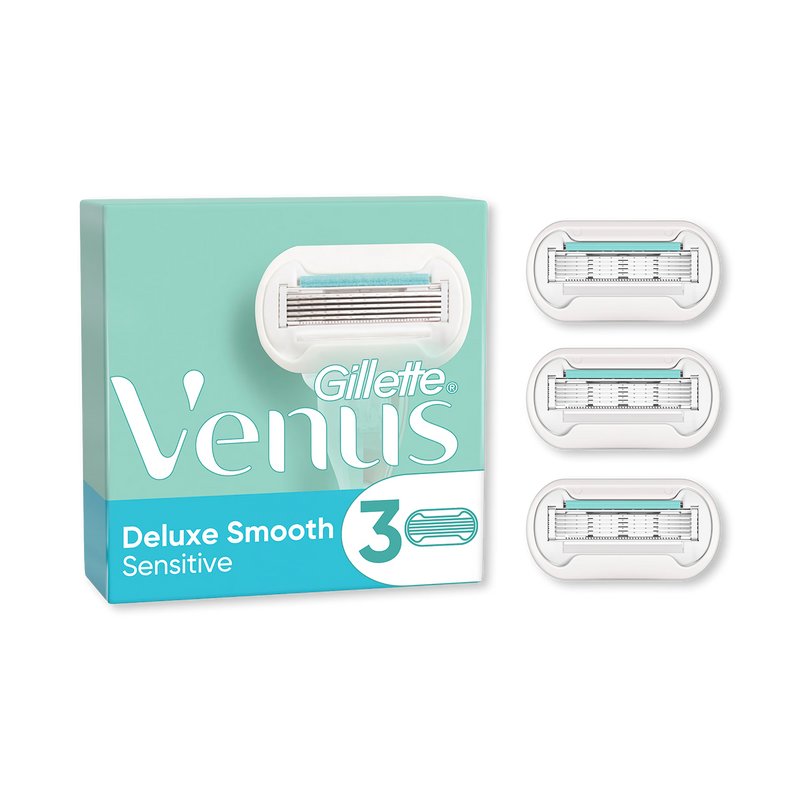 Gillette Venus Deluxe Smooth Sensitive razor blade refills pack of 3, UK version
