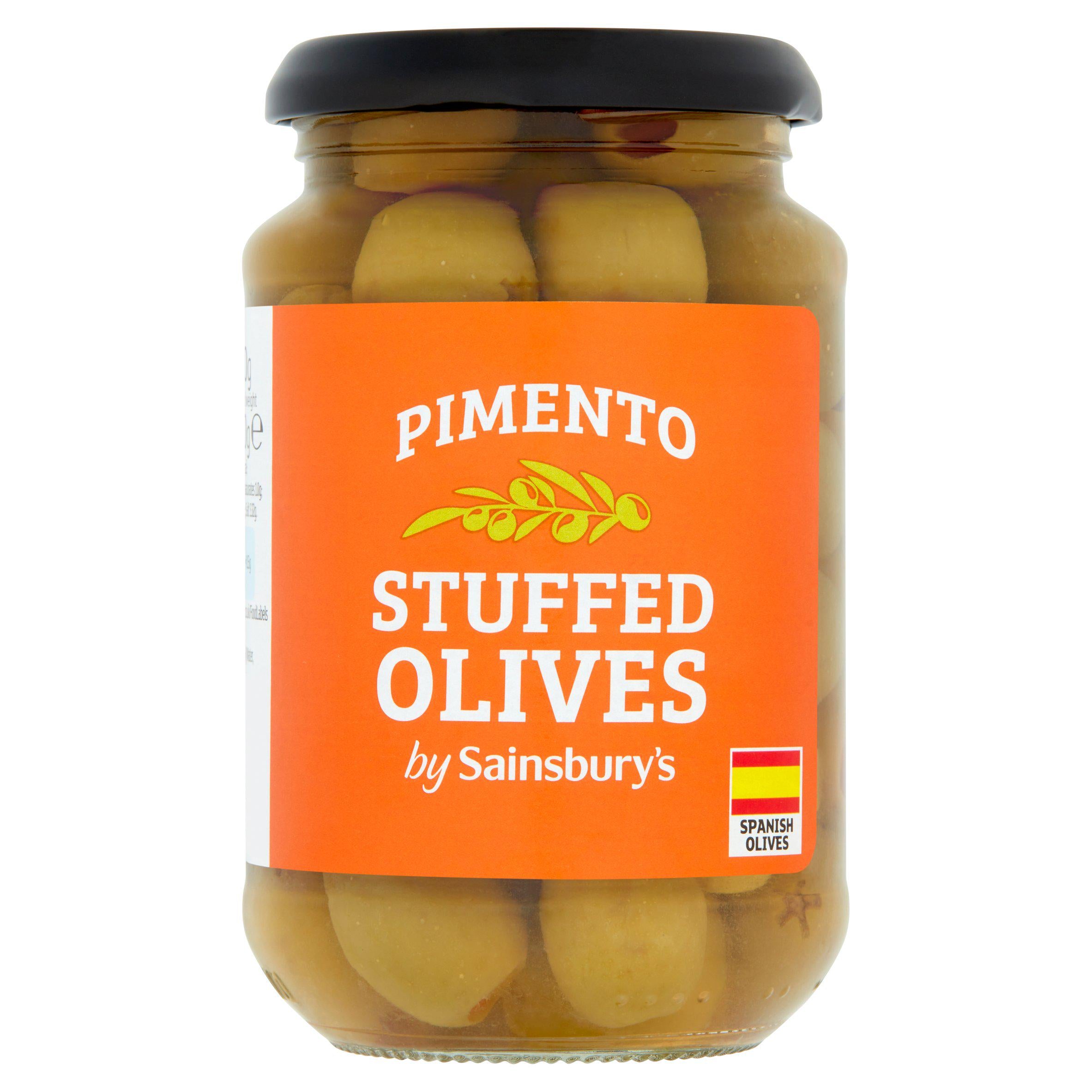 Sainsbury's Pimento Stuffed Olives 340g (190g*) Olives & antipasti Sainsburys   