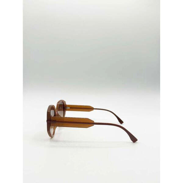 SVNX round circle sunglasses in brown - British product