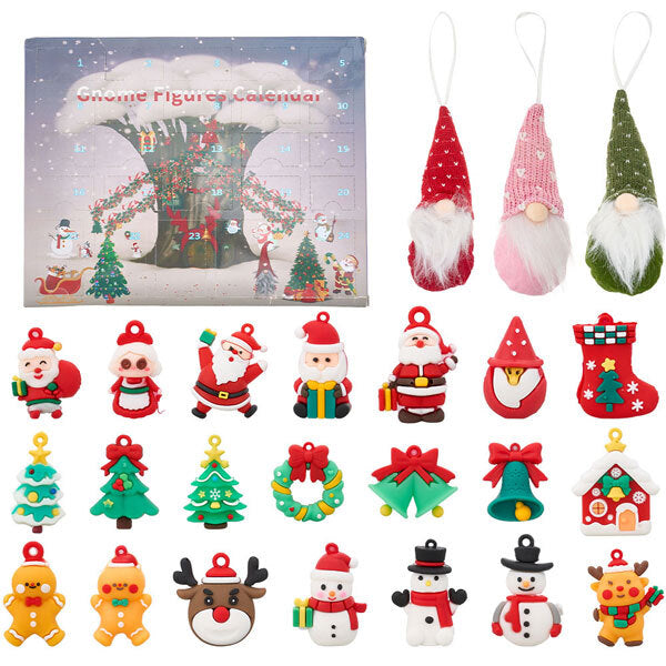 Livingandhome Christmas Advent Calendar mini ornaments 24PCS - British product